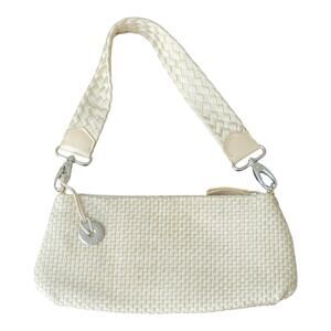 The Sak Small Nylon Woven‎ Cream Bag With Detachable Strap Clutch Or Shoulder